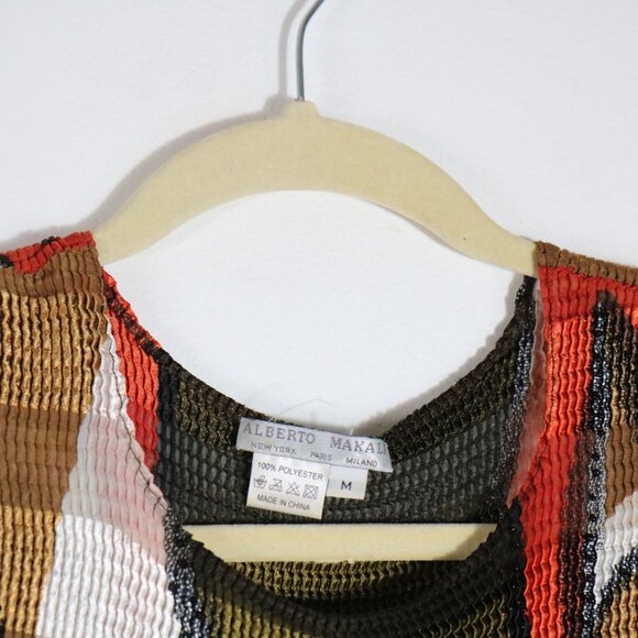 Alberto Makali Y2K Abstract Artsy Top Womens Medium Crinkle Knit Stretch Quirky - Picture 3 of 6